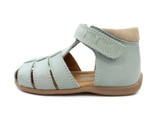 Pom Pom sandal dusty green med velcro